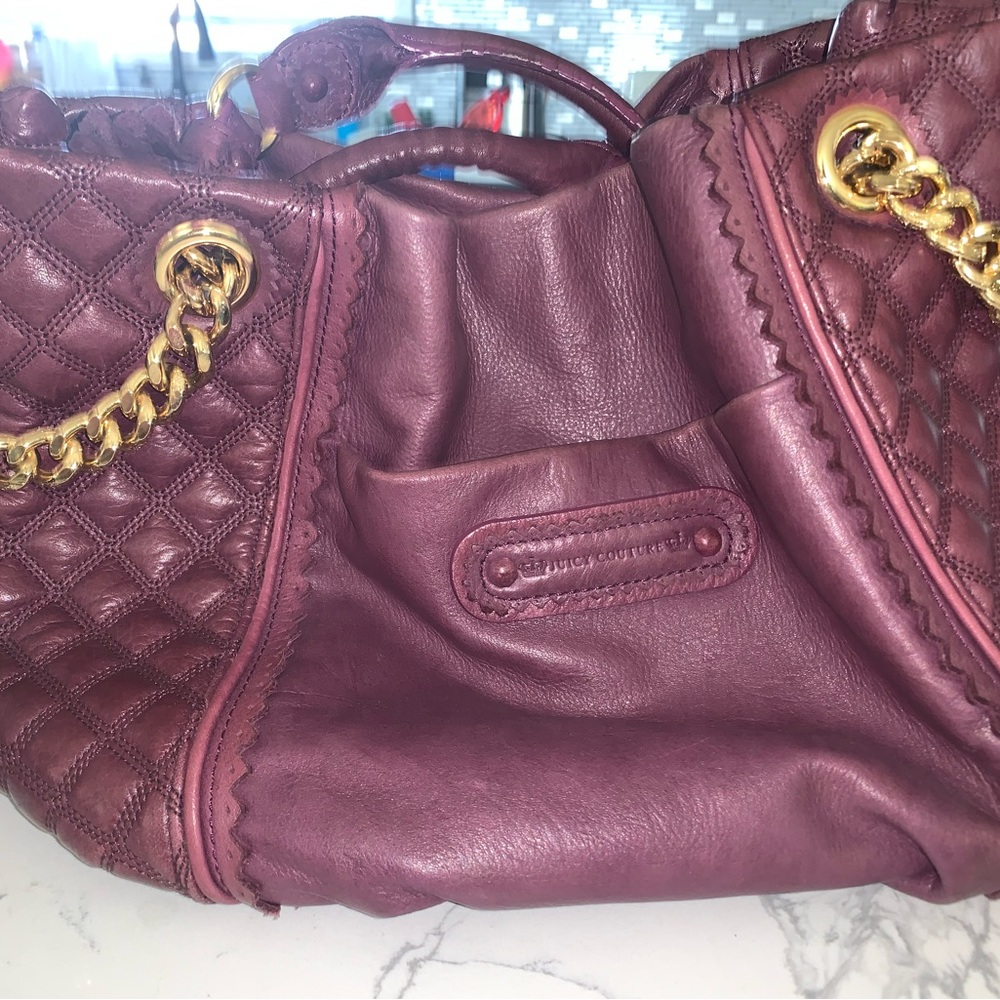 Juicy couture purple leather bucket handbag